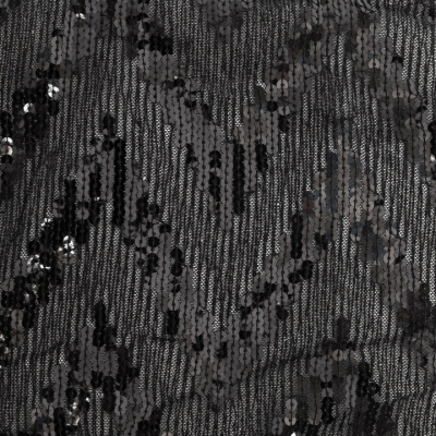 Трикотажное полотно с пайетками, шир.130 см, #311-бахрома чёрная - купить в Батайске. Цена 1 183.35 руб.
