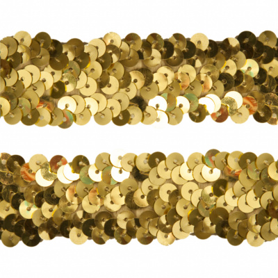 Тесьма с пайетками D16, шир. 30 мм/уп. 25+/-1 м, цвет золото - купить в Батайске. Цена: 1 087.39 руб.