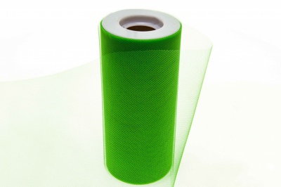 Фатин в шпульках 16-146, 10 гр/м2, шир. 15 см (в нам. 25+/-1 м), цвет зелёный - купить в Батайске. Цена: 100.69 руб.
