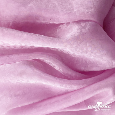 Плательная органза вытравка,100% полиэстр, шир. 150 см, #606 цв.-розовый - купить в Батайске. Цена 380.73 руб.