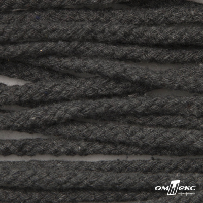 Шнур плетеный d-6 мм круглый, 70% хлопок 30% полиэстер, уп.90+/-1 м, цв.1088-т.серый - купить в Батайске. Цена: 588 руб.