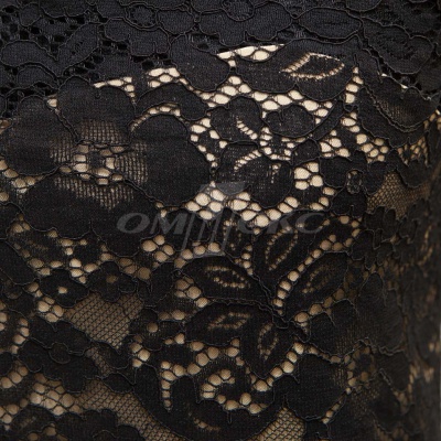 Кружевное полотно #3378, 150 гр/м2, шир.150см, цвет чёрный - купить в Батайске. Цена 370.97 руб.