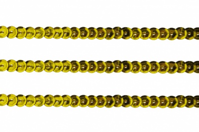 Пайетки "ОмТекс" на нитях, SILVER-BASE, 6 мм С / упак.73+/-1м, цв. А-1 - т.золото - купить в Батайске. Цена: 468.37 руб.