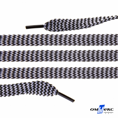 Шнурки #107-07, плоские 130 см, двухцветные цв.серый/чёрный - купить в Батайске. Цена: 23.03 руб.