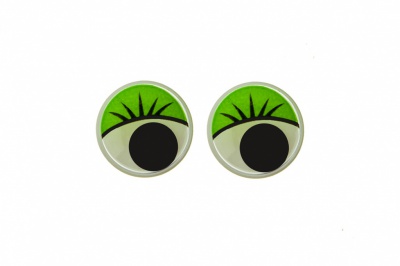 Глазки для игрушек, круглые, с бегающими зрачками, 10 мм/упак.50+/-2 шт, цв. -зеленый - купить в Батайске. Цена: 71.92 руб.