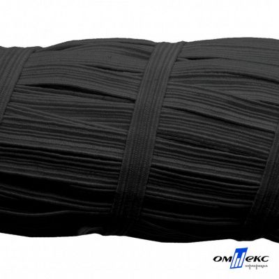 Резиновые нити с текстильным покрытием, шир. 6 мм (55 м/уп), цв.-черный - купить в Батайске. Цена: 210.75 руб.