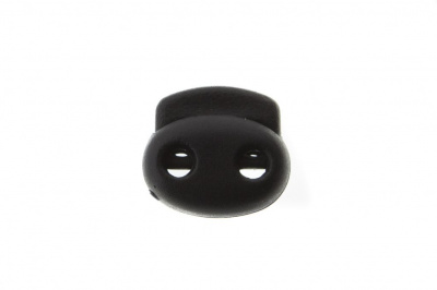 8049ТН Фиксатор пластиковый двухдырочный, 23х20 мм, цвет чёрный - купить в Батайске. Цена: 1.37 руб.