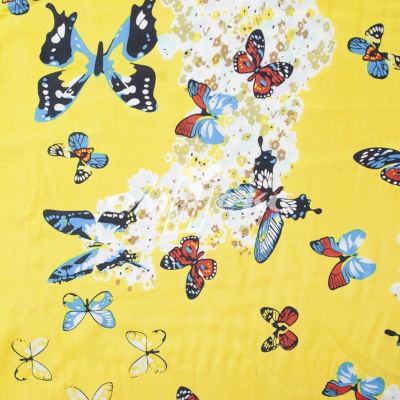 Плательная ткань "Софи" 7.2, 75 гр/м2, шир.150 см, принт бабочки - купить в Батайске. Цена 241.49 руб.