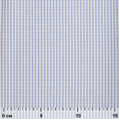 Ткань сорочечная Клетка Виши, 115 г/м2, 58% пэ,42% хл, шир.150 см, цв.2-голубой, (арт.111) - купить в Батайске. Цена 306.69 руб.