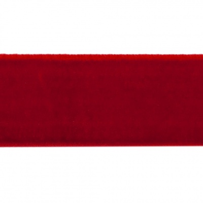 Лента бархатная нейлон, шир.25 мм, (упак. 45,7м), цв.45-красный - купить в Батайске. Цена: 991.10 руб.