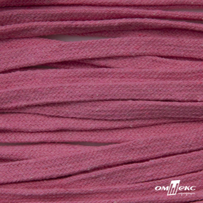 Шнур плетеный d-8 мм плоский, 70% хлопок 30% полиэстер, уп.85+/-1 м, цв.1029-розовый - купить в Батайске. Цена: 735 руб.