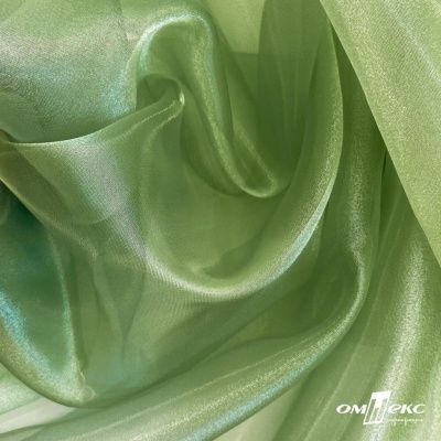 Ткань органза, 100% полиэстр, 28г/м2, шир. 150 см, цв. #27 зеленый - купить в Батайске. Цена 86.24 руб.