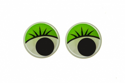 Глазки для игрушек, круглые, с бегающими зрачками, 15 мм/упак.50+/-2 шт, цв. -зеленый - купить в Батайске. Цена: 113.01 руб.
