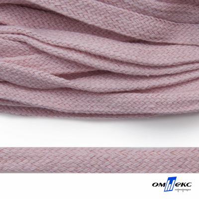 Шнур плетеный d-8 мм плоский, 70% хлопок 30% полиэстер, уп.85+/-1 м, цв.1019-св.розовый - купить в Батайске. Цена: 735 руб.