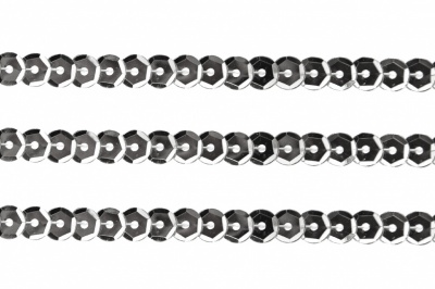 Пайетки "ОмТекс" на нитях, SILVER-BASE, 6 мм С / упак.73+/-1м, цв. 1 - серебро - купить в Батайске. Цена: 468.37 руб.