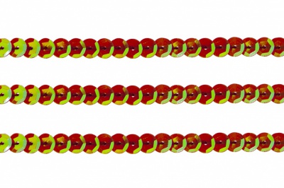 Пайетки "ОмТекс" на нитях, CREAM, 6 мм С / упак.73+/-1м, цв. 96 - красный - купить в Батайске. Цена: 484.77 руб.