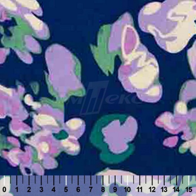 Штапель принт (100% вискоза) D4,C3, 110 гр/м2, шир.140см, принт цветы/василёк - купить в Батайске. Цена 343 руб.