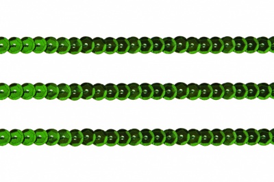 Пайетки "ОмТекс" на нитях, SILVER-BASE, 6 мм С / упак.73+/-1м, цв. 4 - зеленый - купить в Батайске. Цена: 484.77 руб.