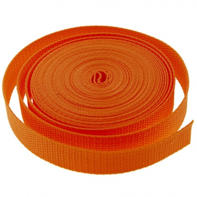 Стропа текстильная, шир. 25 мм (в нам. 50+/-1 ярд), цвет оранжевый - купить в Батайске. Цена: 409.94 руб.
