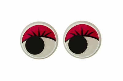 Глазки для игрушек, круглые, с бегающими зрачками, 15 мм/упак.50+/-2 шт, цв. -красный - купить в Батайске. Цена: 113.01 руб.
